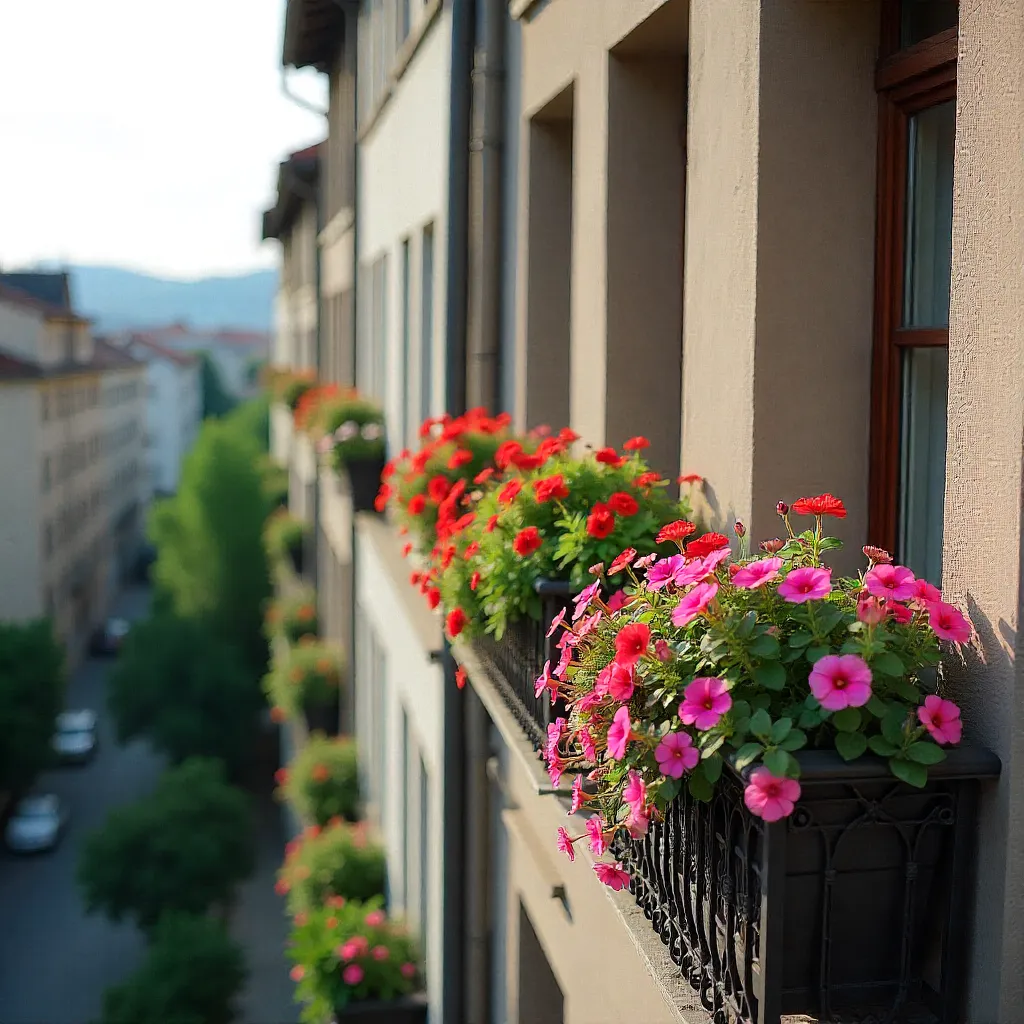 Modern urban balcony with vertical garden
